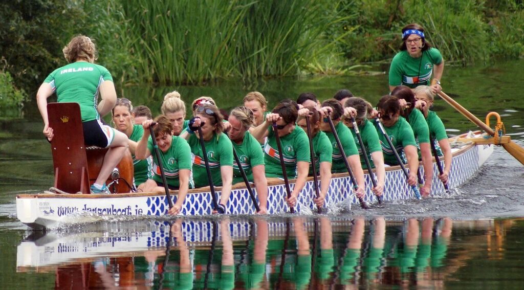 The Irish women's dragon boat team heading to Rome. Photo Credit: Shane Lakes 